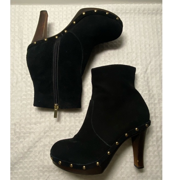 Colin Stuart Vintage Studded Suede Leather Ankle Boot Black Size 5 - Picture 6 of 11
